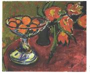 Ernst Ludwig Kirchner Stil live with tulips and oranges oil